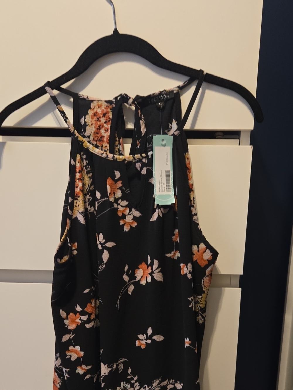 Black Floral Halter